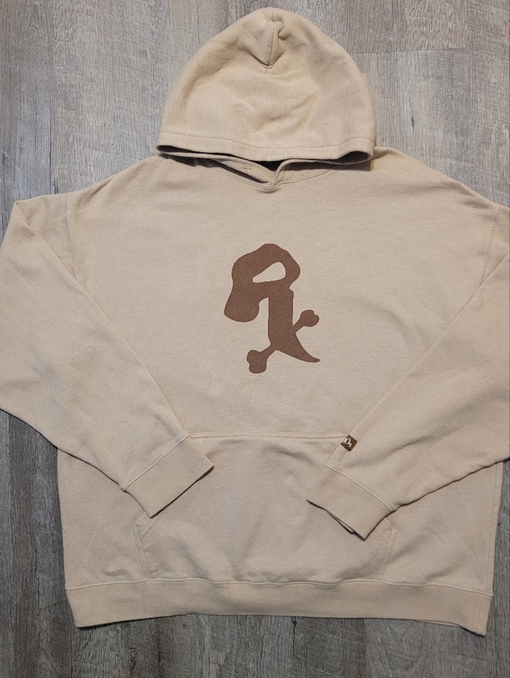 Beige Graphic Pullover Hoodie - Men's Casual Sweatshirt